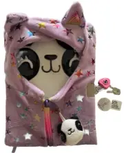 Kids Plush Panda w/Hoodie Diary Journal Lock Keys Back To School New Claire’s