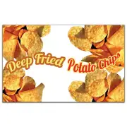 Deep Fried Potato Chips Banner Concession Stand Food Truck Single Sided
