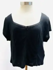 NWT SO GOODS FOR LIFE Juniors Short Sleeve Pullover V-Neck Black Shirt Size XXL