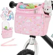 ANZOME Kids Bike Basket with Shoulder Strap, Bicycle Basket with 10 Stickers, Waterproof Front Handlebar Bag, Kids Bike Accessories Gift for Girls Boys, Fits Most Bicycles, Scooter, Tricycle
