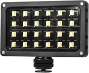 RB08 Portable Fill-in Video Light Lamp 24pcs Beads Adjustable 2500K-8500K CRI 95+ with Display Screen Diffuser USB Charging Cable Hot Shoe Adapter for Studio Portrait Stii Life Black One Size