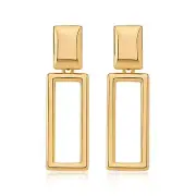 Gold Geometric Earrings Statement Rectangle Drop Earrings Gold Dangle Earrings f