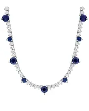 Rina Limor 14K 4.56 ct. tw. Diamond & Blue Sapphire Station Necklace