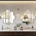 Frameless Wall Mirror Irregular Vanity Mirror Beveled Edge Accent Mirrors Silver
