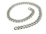 Heavy Cuban Chain Steel Silver Necklace Pendant Diamond Cut Edge 20 FEET