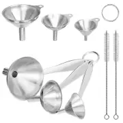 6 Pack Filling Bottle Kitchen Funnel, Stainless Steel Metal Kitchen Small Funne