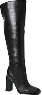 [JustFab] Knee High Boots Womens Square Toe Chunky Heel Tall Boots for Women High Heel Side Zipper Long Boots - Monrow