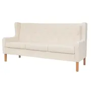 3-Seater Sofa Fabric Cream White vidaXL