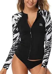 [AXESEA] Women's Rash Guard Tops Long Sleeve Bathing Suits Printed UV Sun Protection Swim Shirt