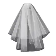 Wedding Veil with Comb Sheer Tulle Resin Flower Decor Party Hair Accessories