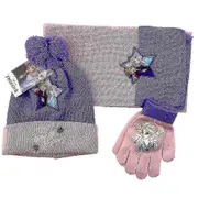 Kids Girls Disney Frozen Elsa Anna Winter Warmer Knitted Hat Scarf Gloves Set Beanie Hat E C