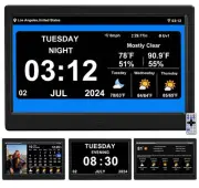 WiFi Digtial Calendar Clock with Day and Date Alarm 10 inch Black, black