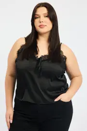 Black Satin Cami Top