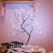 Creative 108 LED Copper Wire Tree Table Night Light Lamp - White Light