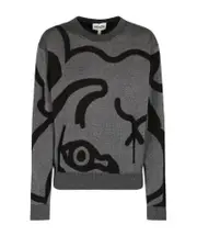 devoré-effect cotton jumper L,M Black