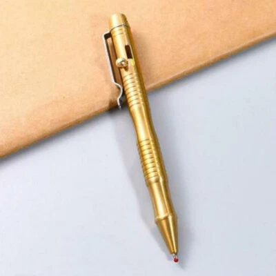 Portable Bolt Action Brass Write Pen W/Clip EDCToolal Ball Pen 142*12MM
