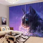 Brown Cat Purple Sky 3D Curtain Blockout Photo Printing Curtains Drape Fabric