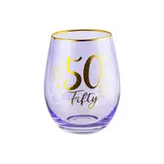 50th Fluted Stemless Handmade Drinking Glassware/Home Decoration 600ml/13cm