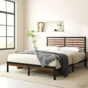 Zinus Kai Bamboo and Metal Platform Bed Frame with Headboard/No Box Spring Neede