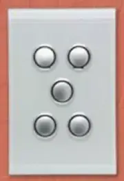 Clipsal SATURN LED PUSHBUTTON SWITCH 5-Gang 20A Vertical Flush Mount, Ocean Mist