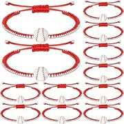 12 Pcs Baseball Braided Bracelets Bulk Adjustable Wristbands with Baseball Bead Baseball Jewelry Baseball Gifts for Team Players Coach Men Women Sport Party Favors