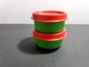 Tupperware Smidgets Set of 2 mini 1 oz. Storage Containers green & red seal