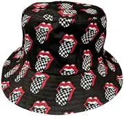 [Rock Off officially licensed products] The Rolling Stones Bucket Hat Checker Tongue Pattern Official Unisex Charcoal Small/Medium