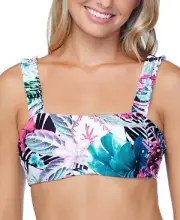 Raisins WHITE MULTI Haute Bloom Tulum Bra Swim Top, US Large