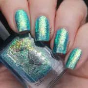 Emily de Molly Downhill Slope - Turquoise Blue Gold Green Flakies Nail Polish