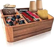 Dstuff Coffee Station Organizer for Countertop, Coffee and Tea Organizer, Coffee Bar Caddy and Holder, Acacia Wood, for Coffee Accessories, Home and Office Decor