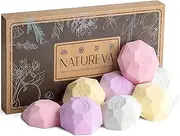 Natureva Organic Shower Steamers Aromatherapy - 8 XL Natural Shower Bombs, Essential Oil Shower Steamer Gift Set, Self Care Kit, Stocking Stuffers for Women, Stress Relief Relaxing Gifts, Spa Gift Box