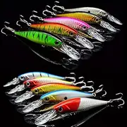 OriGlam 10 Pack Fishing Lures Hard Baits, 3D Eyes Minnow Crankbait Swimbait Lure Kit for Freshwater/Saltwater/Topwater, Bass, Trout, Walleye, Redfish