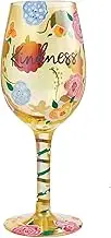 Enesco Designs by Lolita Kindness Floral Hand-Painted Artisan Wine Glass, 15 Ounce, Multicolor
