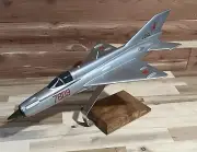 Hand Crafted Mahogany Wood MIG 21 Jet Plane 18” Table Top Model NEW In Box