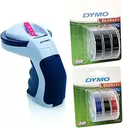 Dymo Omega Label Embossing Device for Home Use (Omega + 6 Labeling Tape Black + Colourful)