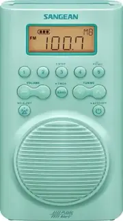 H205TQ Portable Am/Fm/Weather Alert Digital Tuning Waterproof Shower Radio, Turq