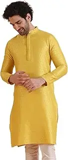 [KISAH] Men Embroidered Kurta Full Sleaves, Knee Length, Straight, Regular Fit, Mandarin Collar Ethnic wear