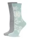 HUE Sea Frost Snowflake & Light Charcoal Heather Acrylic Boot Socks O/S 2 Pair