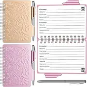 Zonon 2 Pcs Mini Password Book with Alphabetical Tabs Metal Password Keeper Book Portable Organizer Elegant Mandala Pattern Notebook with Pen, Spiral Bound for Information(Rose Gold, Light Pink)
