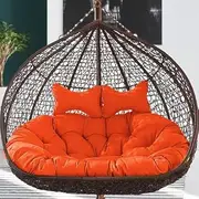 Outdoor Wicker Rattan Double Seat Egg Chair Swing Cushion Replacement for Patio Garden Orange