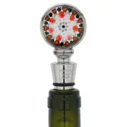 GlassOfVenice Murano Glass Millefiori Round Bottle Stopper - Red