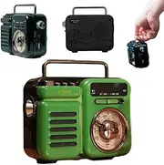 Retrowave 7-in-1 Radio, Portable Radio Rechargeable Battery Operated, Survival Kit, with Bluetooth/Tf/U Disk/Aux Playback, Fm/Am/Sw Radios, LED Lighting, Sos, External Emergency Charging (Green)