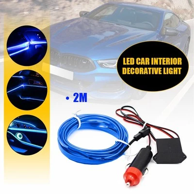 12V Blue Car Interior LED Lights Fiber Optic Neon Wire Strip Atmosphere Light (for: Porsche)