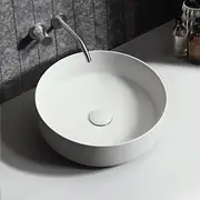 Simplus Bathroom Ceramic Basin Vanity Sink Round Hand Wash Bowl Above Counter for Bath Toilet Countertop Matte White, 41cm x 41cm x 12.5cm
