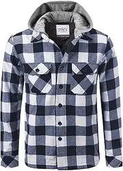 [Shaka Wear] Men's Plaid Shirts – Flannel Long Sleeve Casual Button Up Fleece Soft Quilted Lined Jacket Regular and Big Size