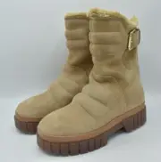 Free People EU 40 US 10 Fable Faux Fur Sand Suede Platform Zip Up Winter Boots
