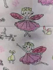 34"Lx42" 100%SUPIMA Cotton JUV "Sm Ballerina FAIRIES on Ligh Pink Background"NEW