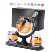 Gifts for Men Dad, Patented Whiskey Globe Decanter Set with 7 Color Light,