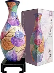 [Pintoo] 3D Puzzle Vase Unique Flower Vase Made by 160 Curved Plastic Puzzle Pieces Ideal for Flower Arrangements, Home Decoration, and House Warming - [S1034] (Classic, Elegant Floral Print)