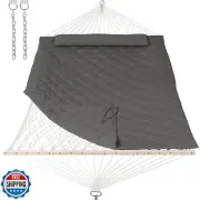 ANOW Outdoor Rope Hammock with Spreader Bars, Heavy Duty Hammock with Pad for
